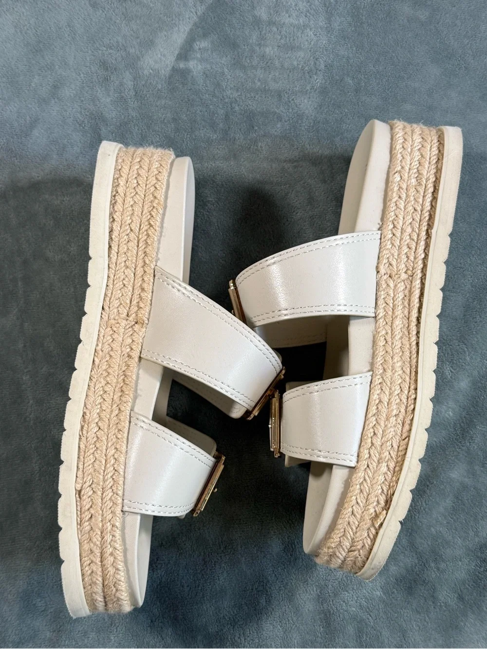 Madden Girl Annabelle Espadrille Platform Sandals Ivory Gold Size 8